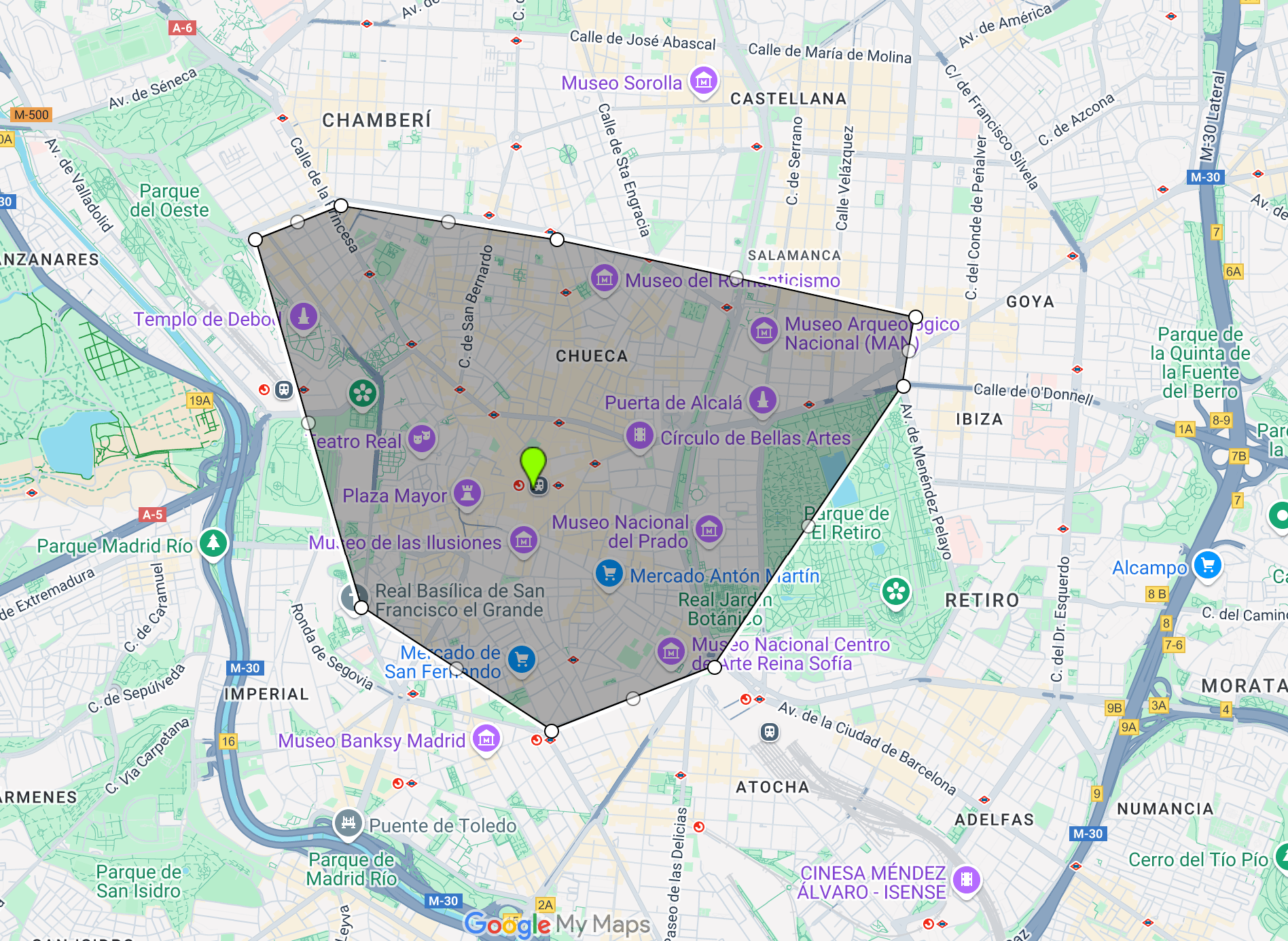 Mapa de las mejores zonas para alojare en Madrid