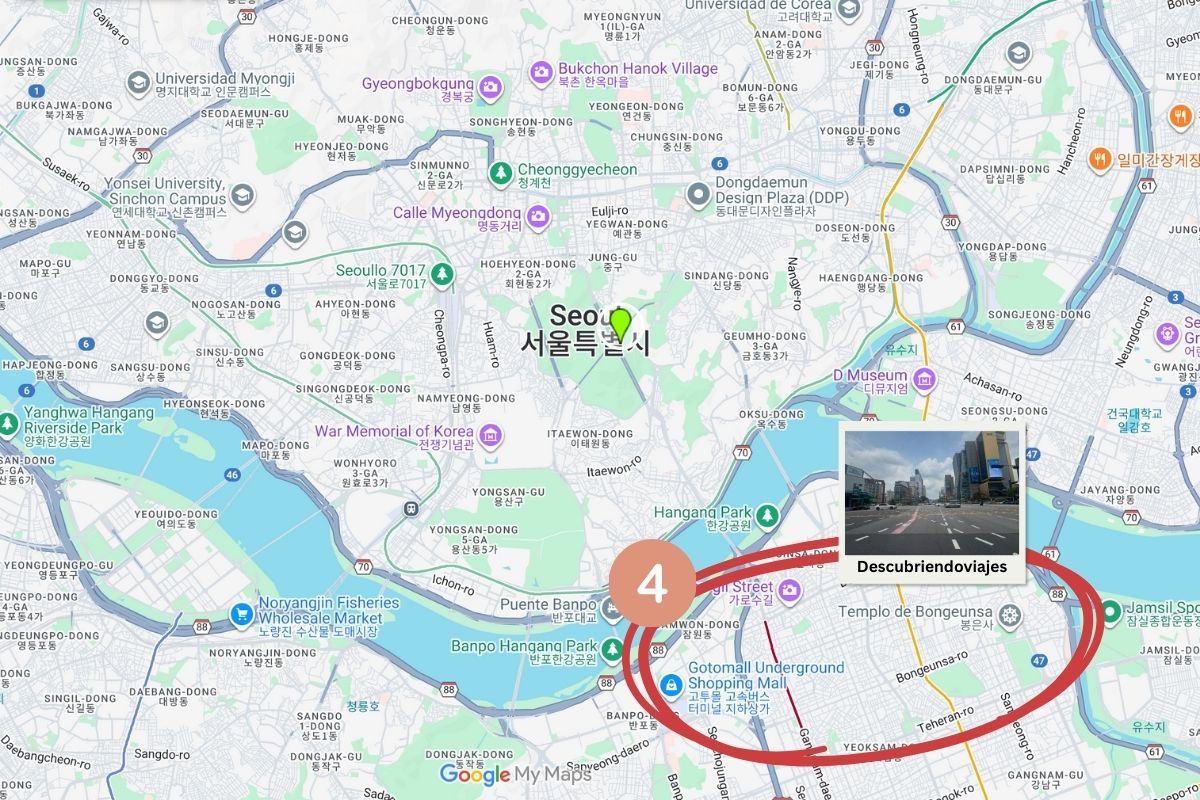 Mapa del barrio de Gangnam, en Seúl