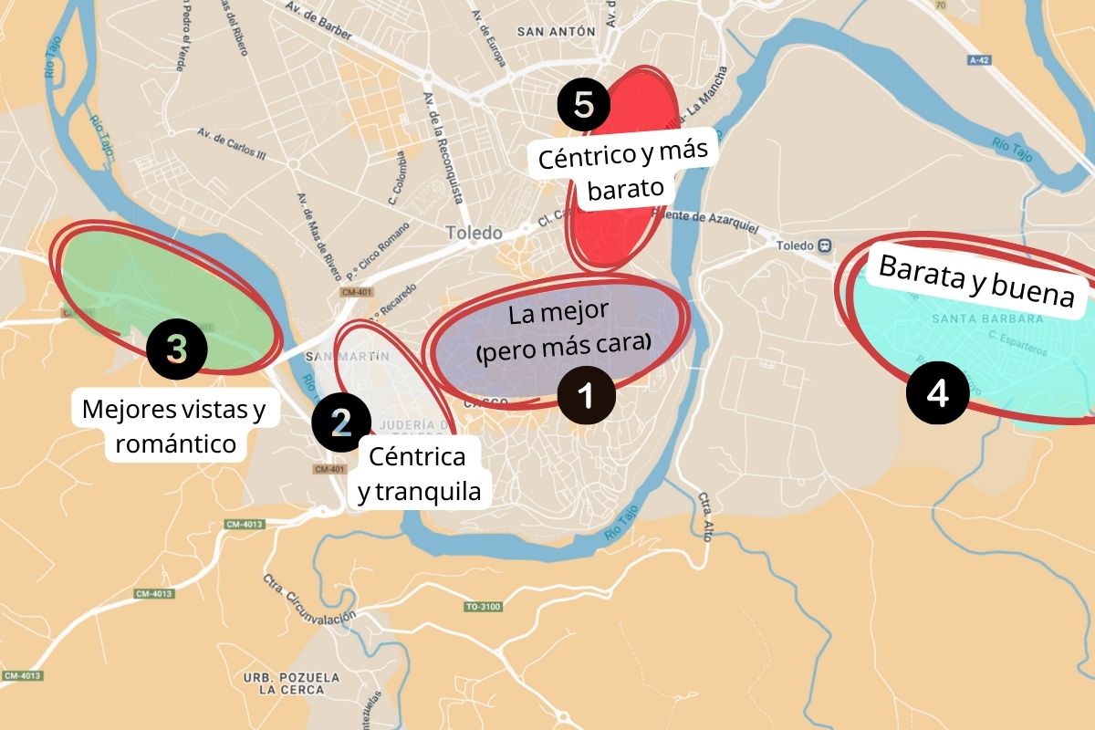 mapa de donde alojarse en toledo descubriendo viajes