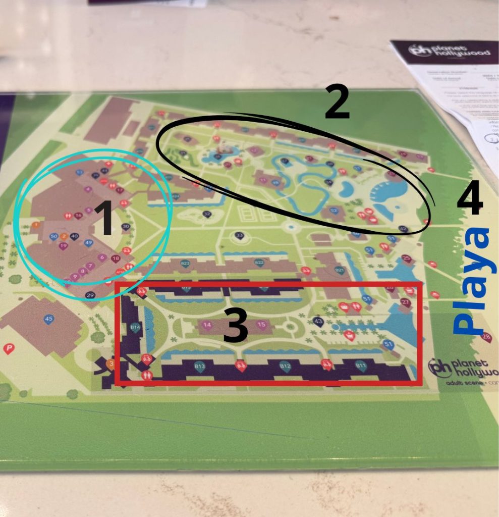Explicación del mapa del hotel planet hollywood Cancún - Descubriendo viajes