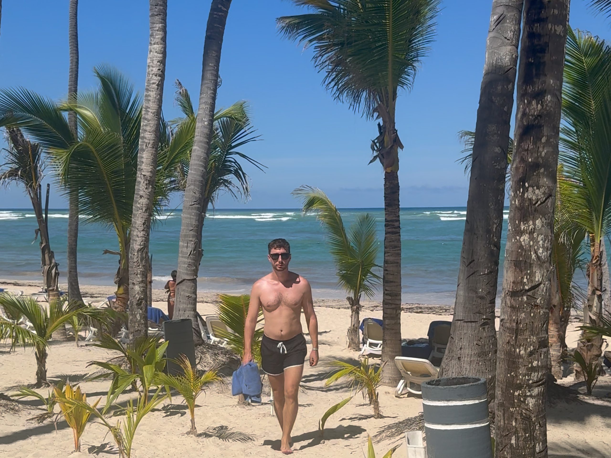 Bosque de cocoteros que llega hasta la orilla en la playa de Arena Gorda