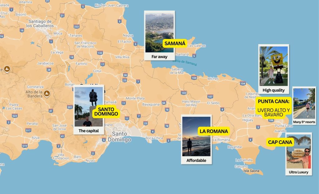 mapa de donde alojarse en republica dominicana descubriendo viajes