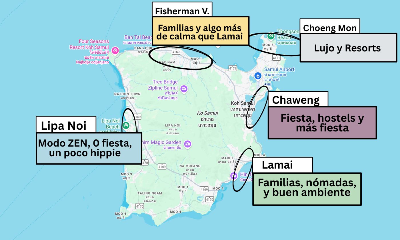 Mapa de zonas de Koh Samui