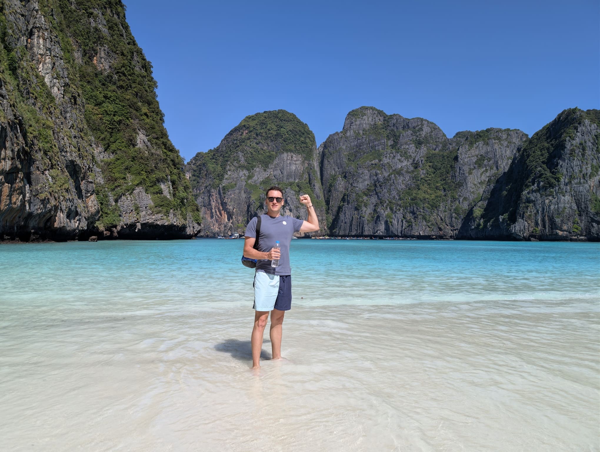 Victor, co-founder of Discovering Stays, posing at Maya Bay