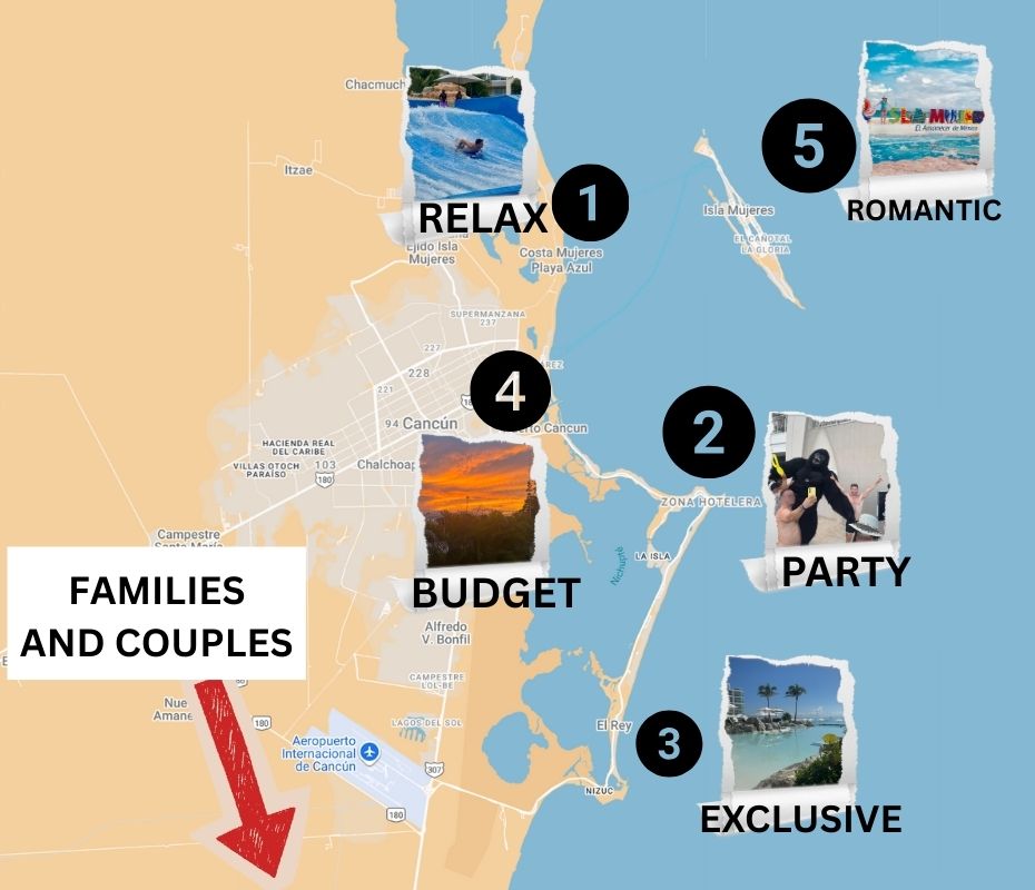 where to stay in cancun - map - discovering stays
