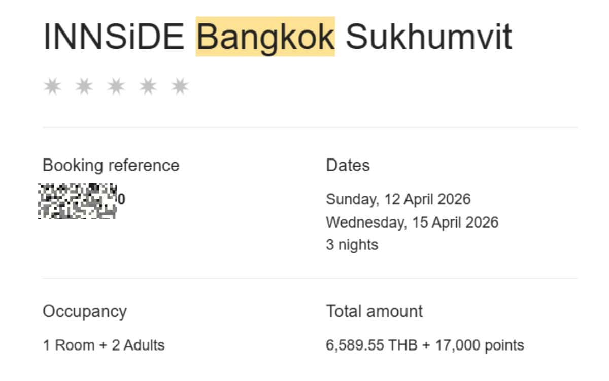 Precio Amex Melia Bangkok