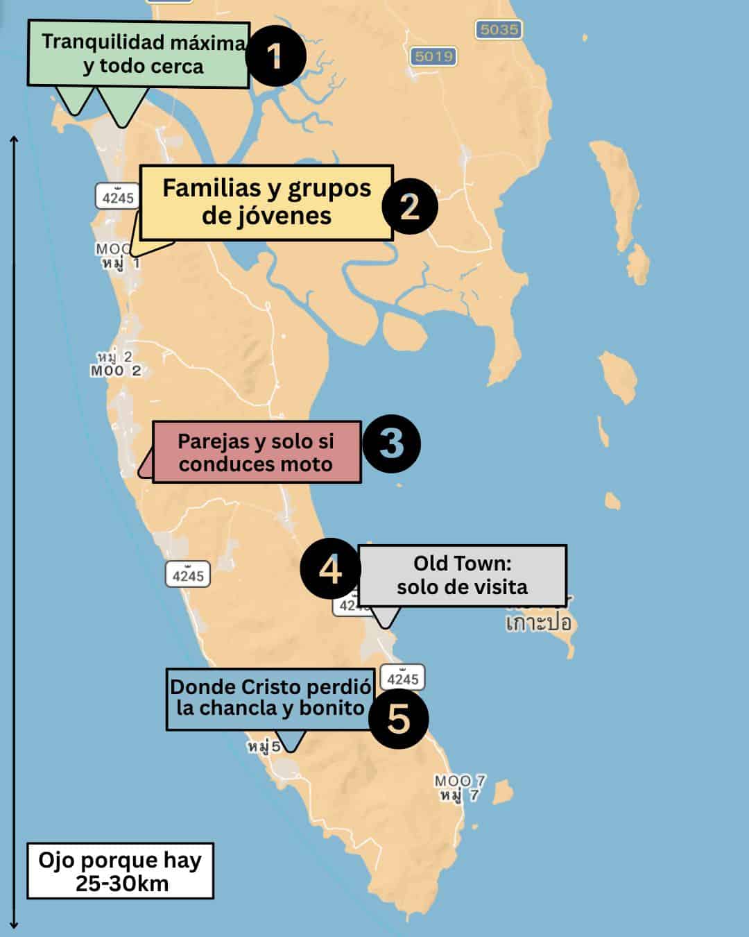 Mapa de zonas de Koh Lanta