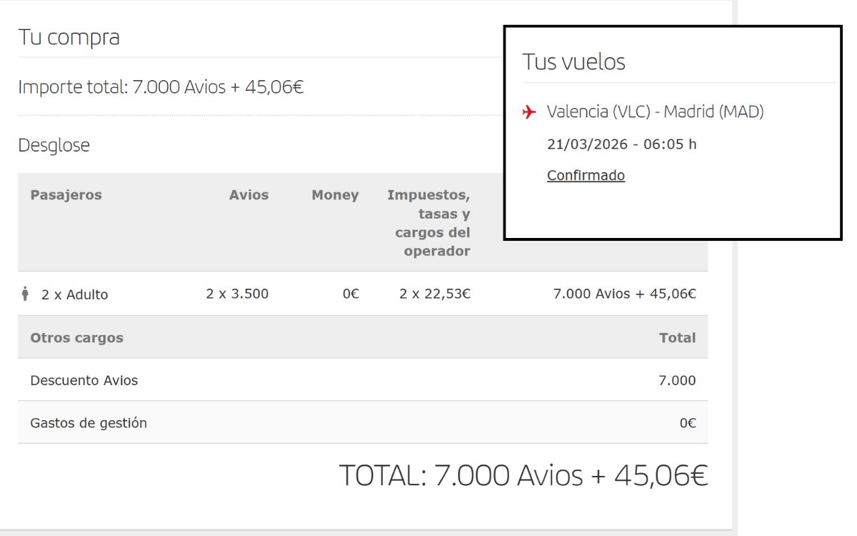 Pago 3500 avios