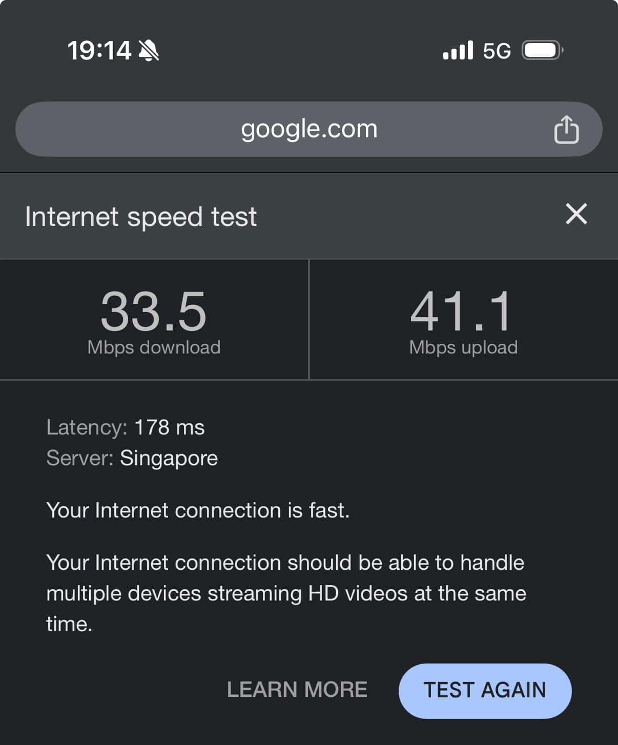 Test de velocidad de Holafly en Vietnam con el ajuste de más datos en 5G: 41,1 Mbps de subida