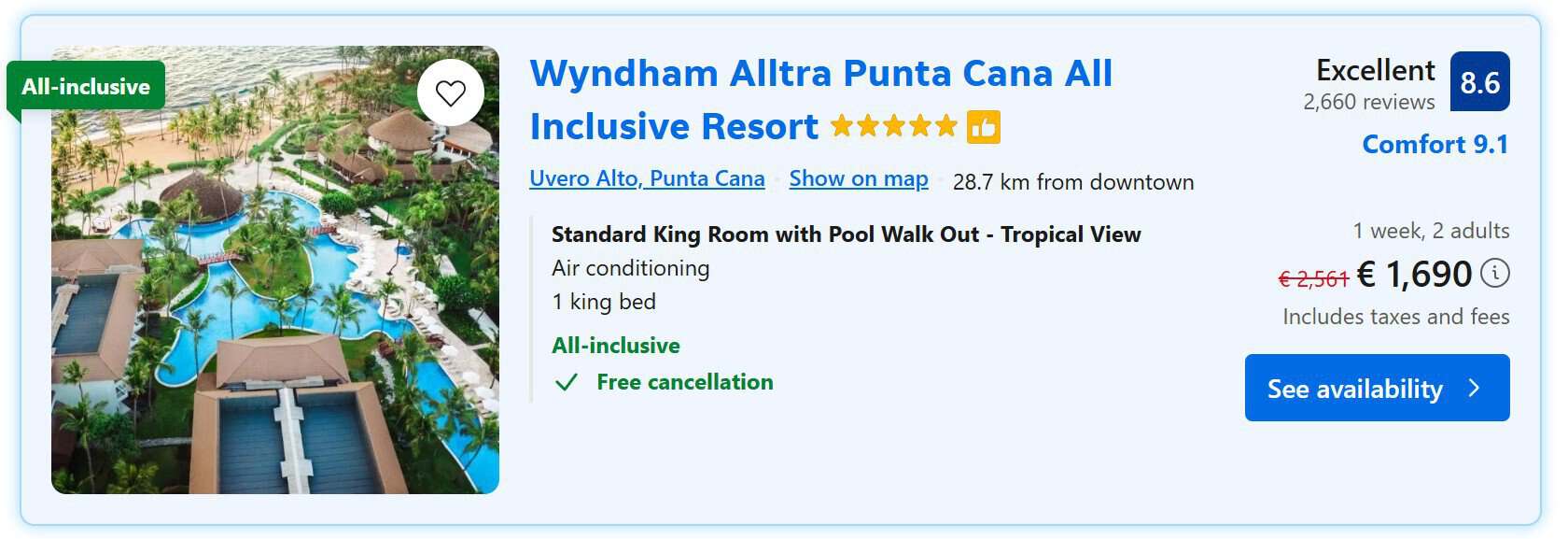 Precio del Wyndham Alltra Punta Cana en Booking