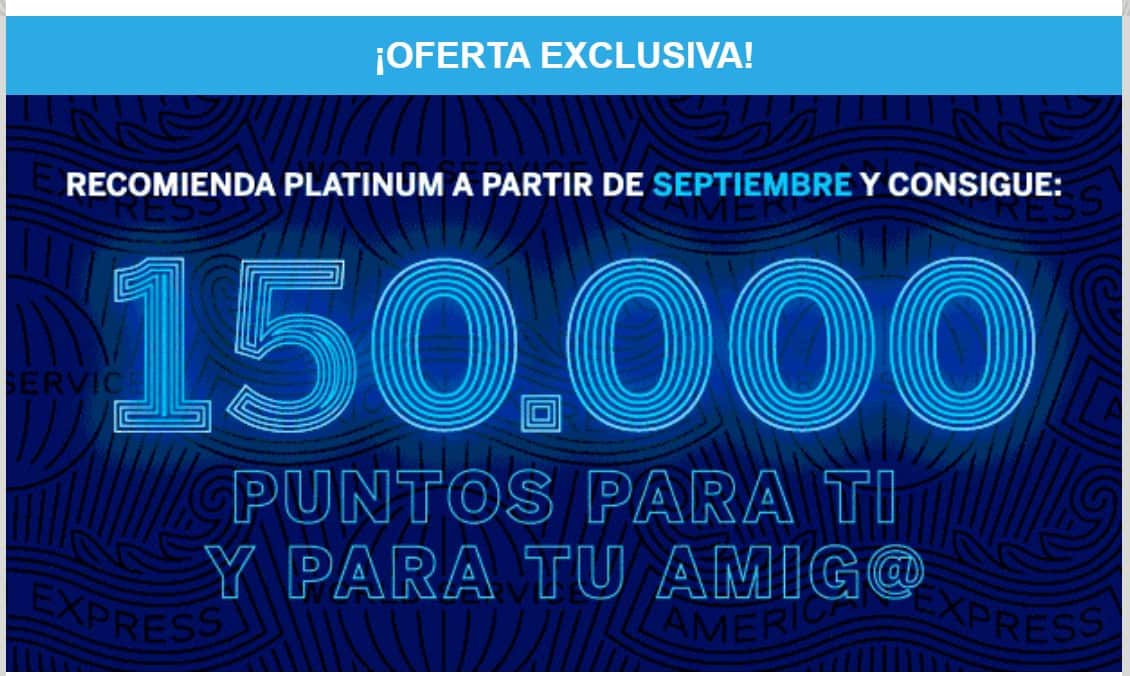 La promoción de referidos de American Express Platinum, con los puntos que se lleva cada uno