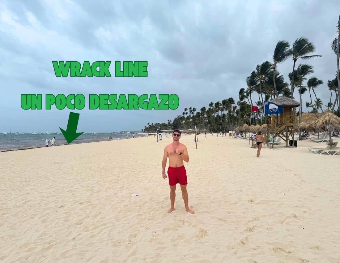 Orilla con sargazo en un resort de Punta Cana en julio