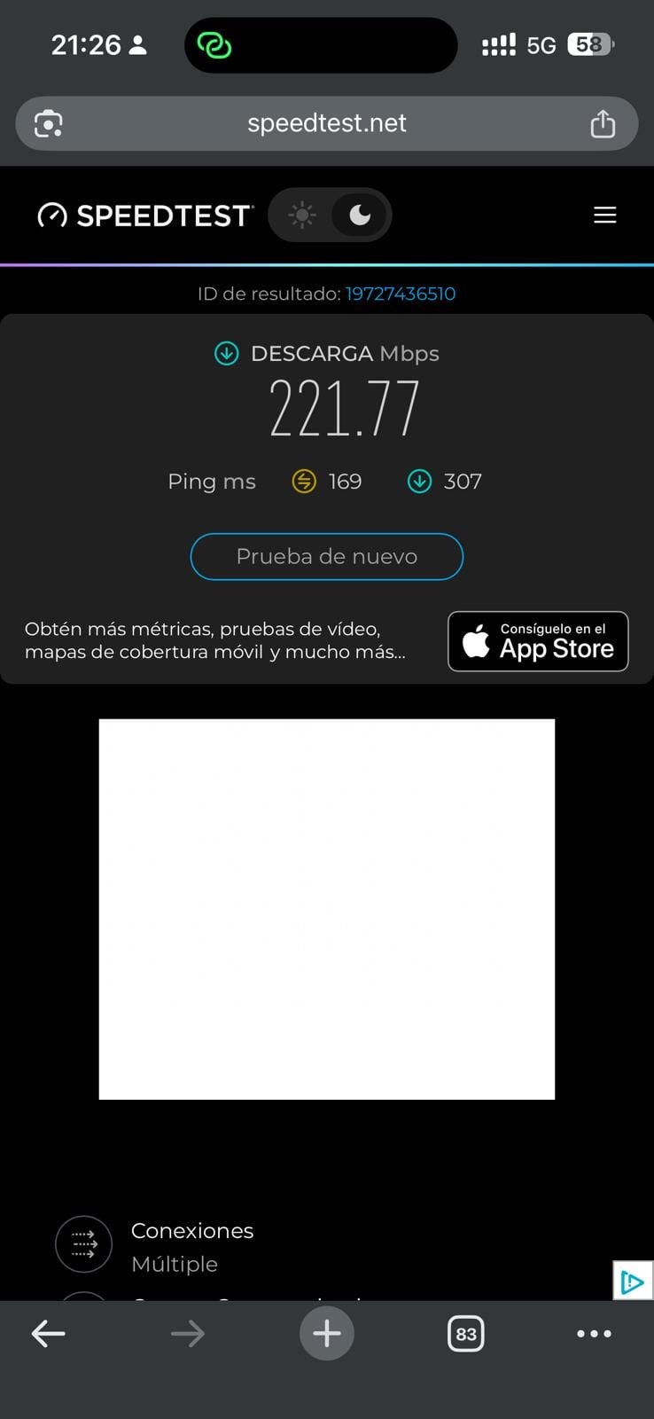 Speedtest con Holafly en el aeropuerto de Frankfurt: 221,77 Mbps de bajada